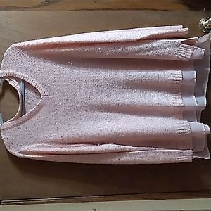 Pink Sequin Sweater with Sheer Pink Hem
